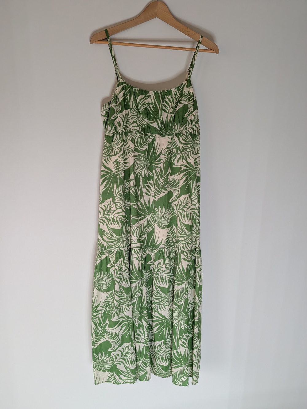 Sanctuary Cream and Green Leaf Smocked Dress